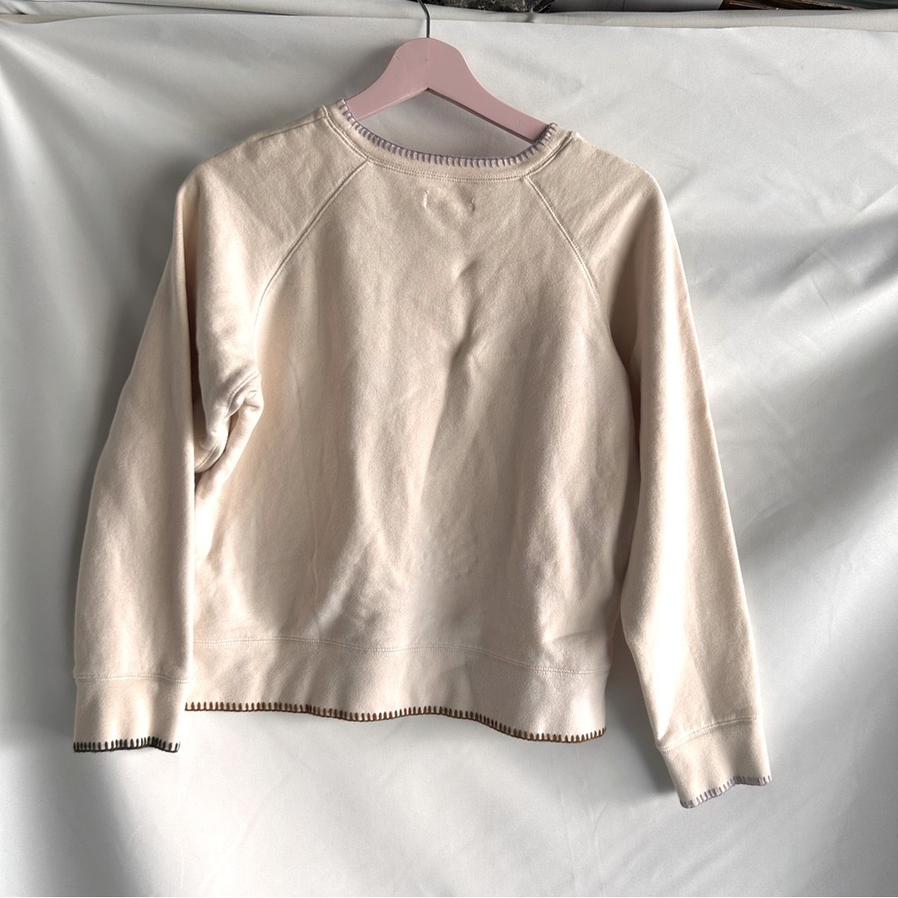 Madewell Stitched Trim Sweatshirt | Ivory with accent hem, cuffs & neckline | M - Picture 7 of 12